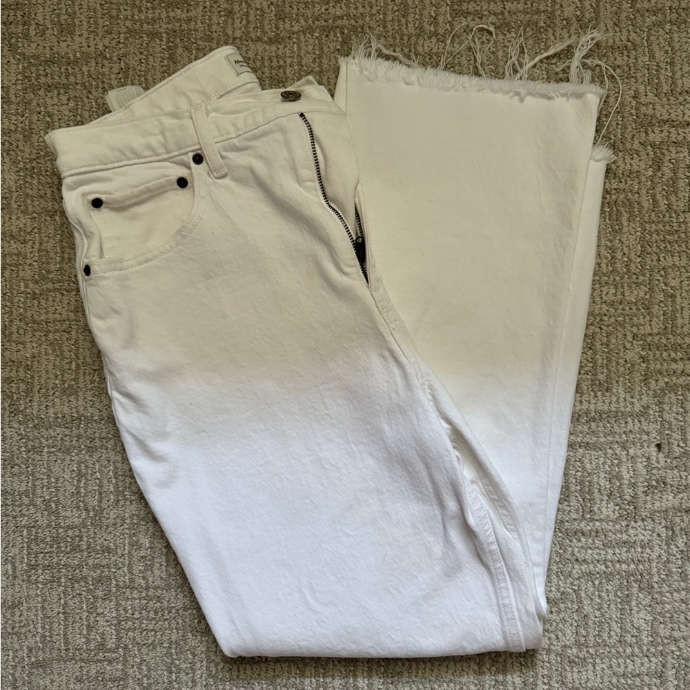 White Abercrombie Ultra High Rise Kick Flare